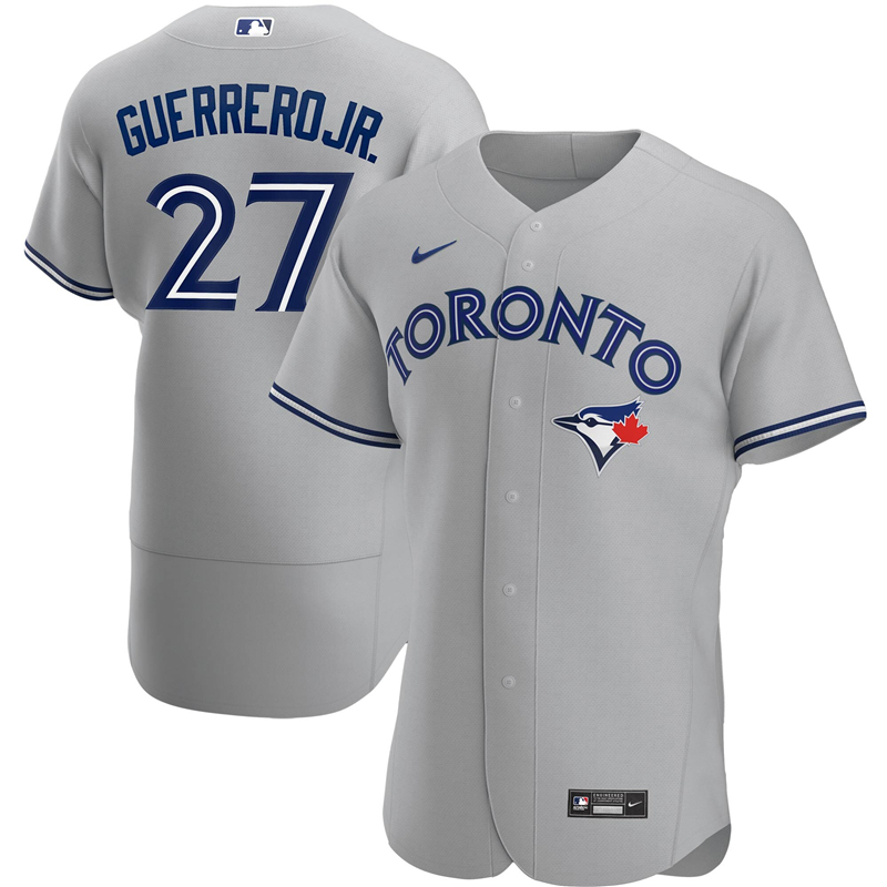 MLB Men Toronto Blue Jays #27 Vladimir Guerrero Jr. Nike Gray Road 2020 Authentic Player Jersey 